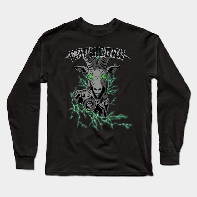 Lightning Capricorn (green) Long Sleeve T-Shirt by RampArt